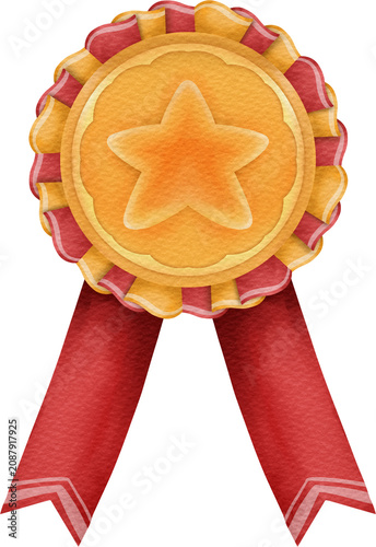 Obraz na plátně award rosette watercolor graduation clipart illustration