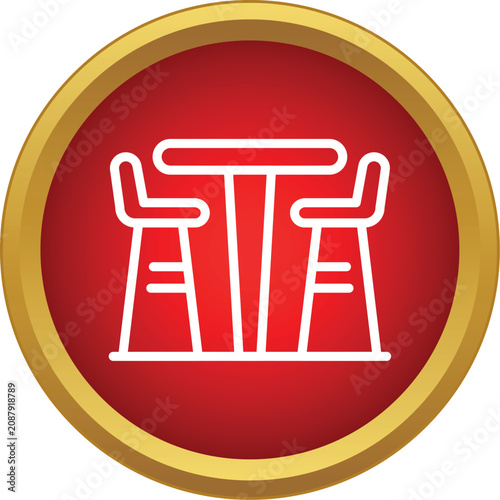 Outline icon representing bar table and two high stools