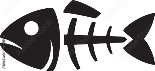 Fish bone skeleton silhouette icon vector illustration isolated on white background.
