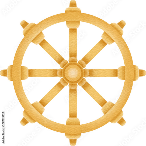 Obraz na plátně dharma wheel watercolor buddhist clipart illustration