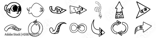 Hand Drawn Marine Arrow Icons Set Outline Doodle Vector Collection