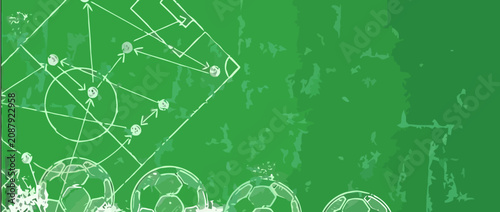 Photos Soccer players strategize on green field with white diagrams