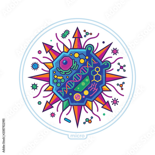 Quadro su tela Colorful Cell Biology Illustration Graphic.