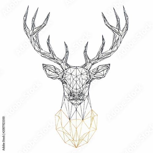 Tableau sur toile Geometric Wireframe Deer Head Illustration Artwork.