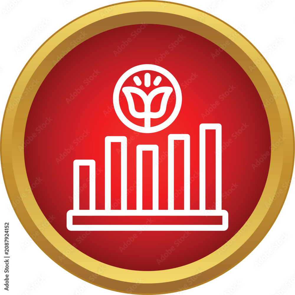 Obraz premium Icon displaying a rising bar chart with a flower, representing business growth and ecological development