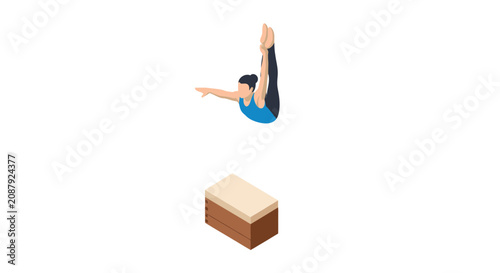 Quadro su tela Isometric Female Gymnast Vaulting Over Box