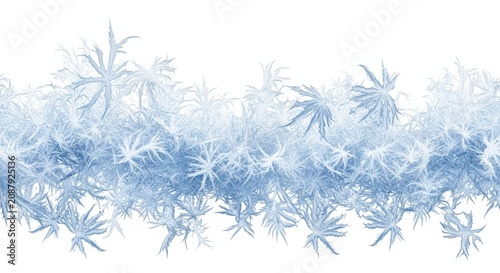 Gentle frosty snowflakes descending softly forming a winter wonderland decorative border element