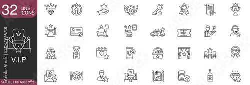 Quadro su tela VIP and premium service line icon set containing vector symbols of luxury privil