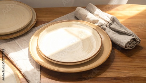 Wooden bowl of fresh white cream on rustic table.