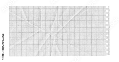Obraz na plátně Crumpled notebook paper texture with faint grid ruling, central intersecting cre