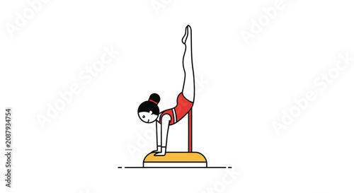 Photos Female Gymnast Performing Handstand Balance on Platform
