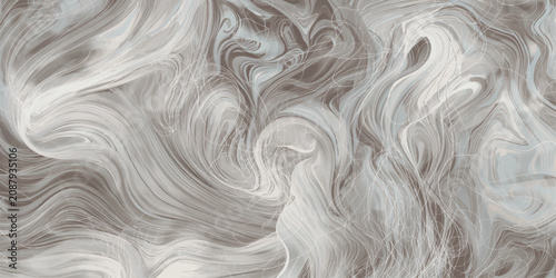 Schilderij op canvas Close Up of Soft Brown Fur Texture with Wavy Pattern and Luxurious Silk Like Met