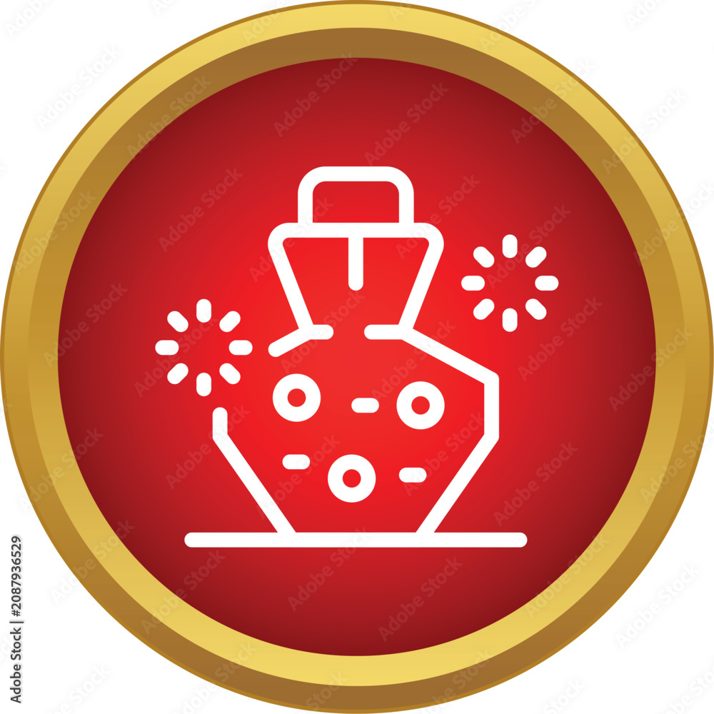 Obraz premium Alchemical elixir in a bottle icon with radiating particle effect