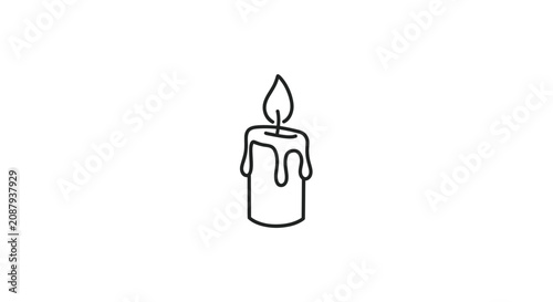 Fotografie Burning candle with melting wax icon