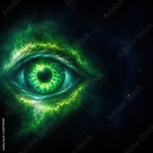 Green Cosmic Eye Nebula In Deep Space