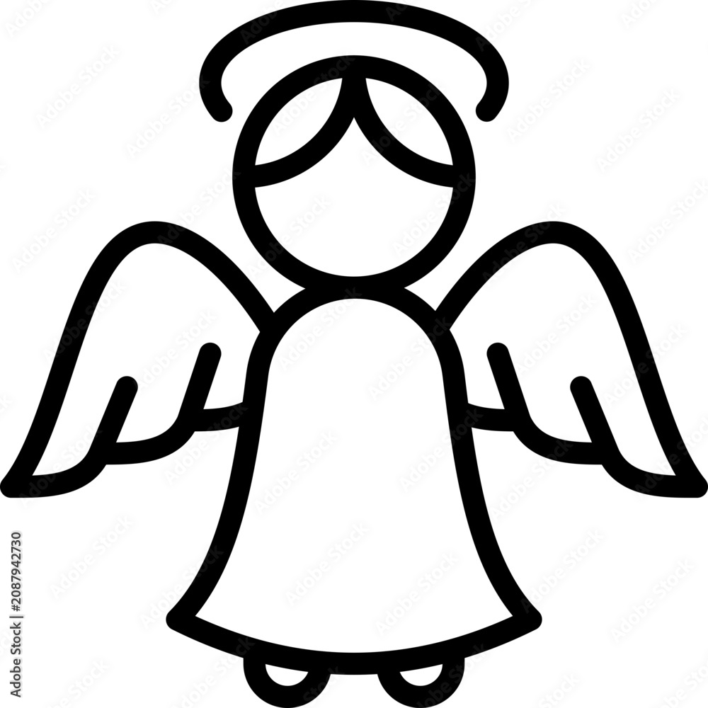 Fototapeta premium Saint valentine, angel with wings. Thin line icon. Vector illustration.