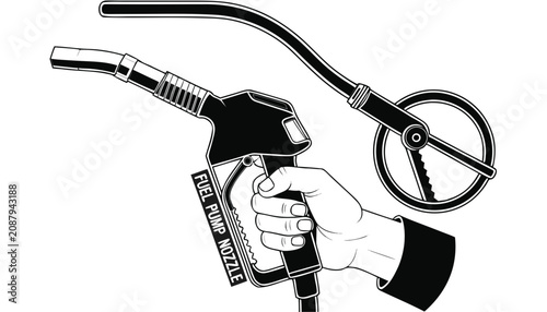 Obraz na płótnie Very beautiful black and white realistic vector illustration of a fuel pump nozz