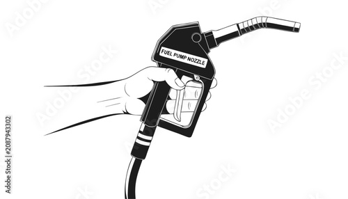 Photos Very beautiful black and white realistic vector illustration of a fuel pump nozz