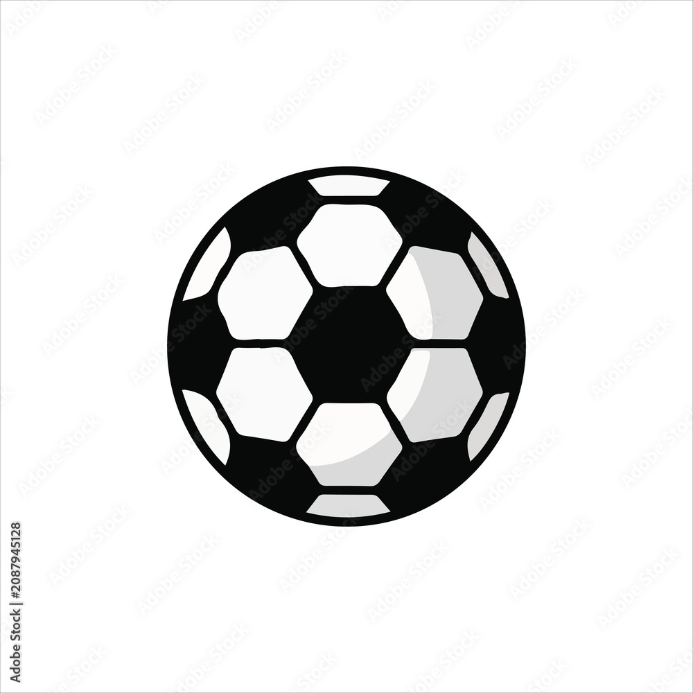 Naklejka premium Flat style black and white soccer ball vector illustration isolated on white.