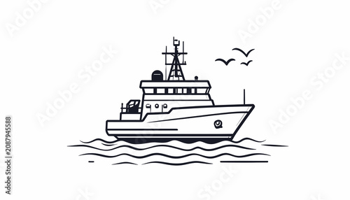 Foto Large Boat Sailing On The Water.