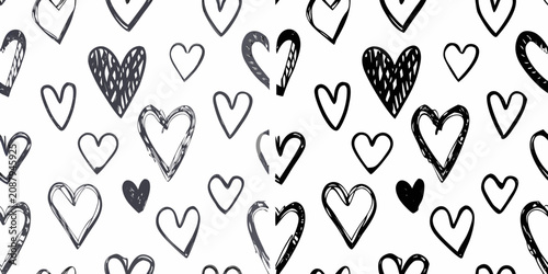 Fotografía hand drawn hearts pattern on white background