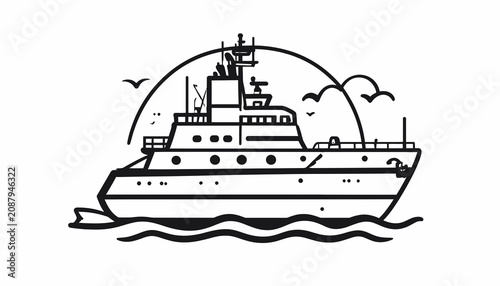 Foto Large Ship Sailing on the Water.