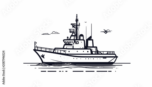 Fotografía Large Military Boat With Tower.