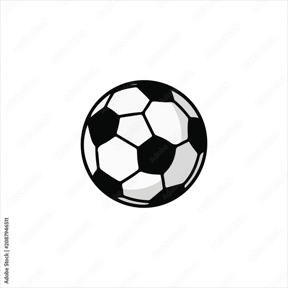 Fototapeta premium Classic black and white soccer ball vector graphic illustration isolated on white.