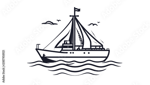 Photos Sailing Boat on the Water Surface.