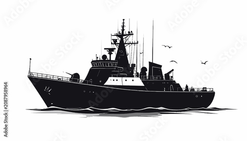 Cuadro en lienzo Large Military Navy Warship Vessel Boat.