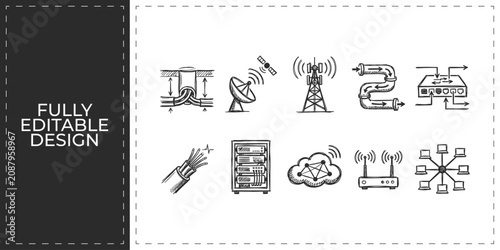 Tableau sur toile Weather phenomena and seasonal events hand drawn icons set featuring sun cloud s