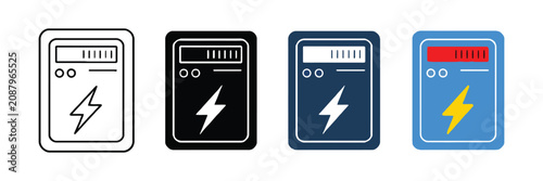 Foto Electrical distribution box icon collection representing power panel circuit bre