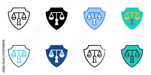 Arbitration icons set multiple style collection. Editable stroke 
