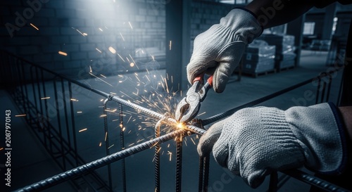Skilled Hands Crafting Metal Structures With Fiery Sparks Flying