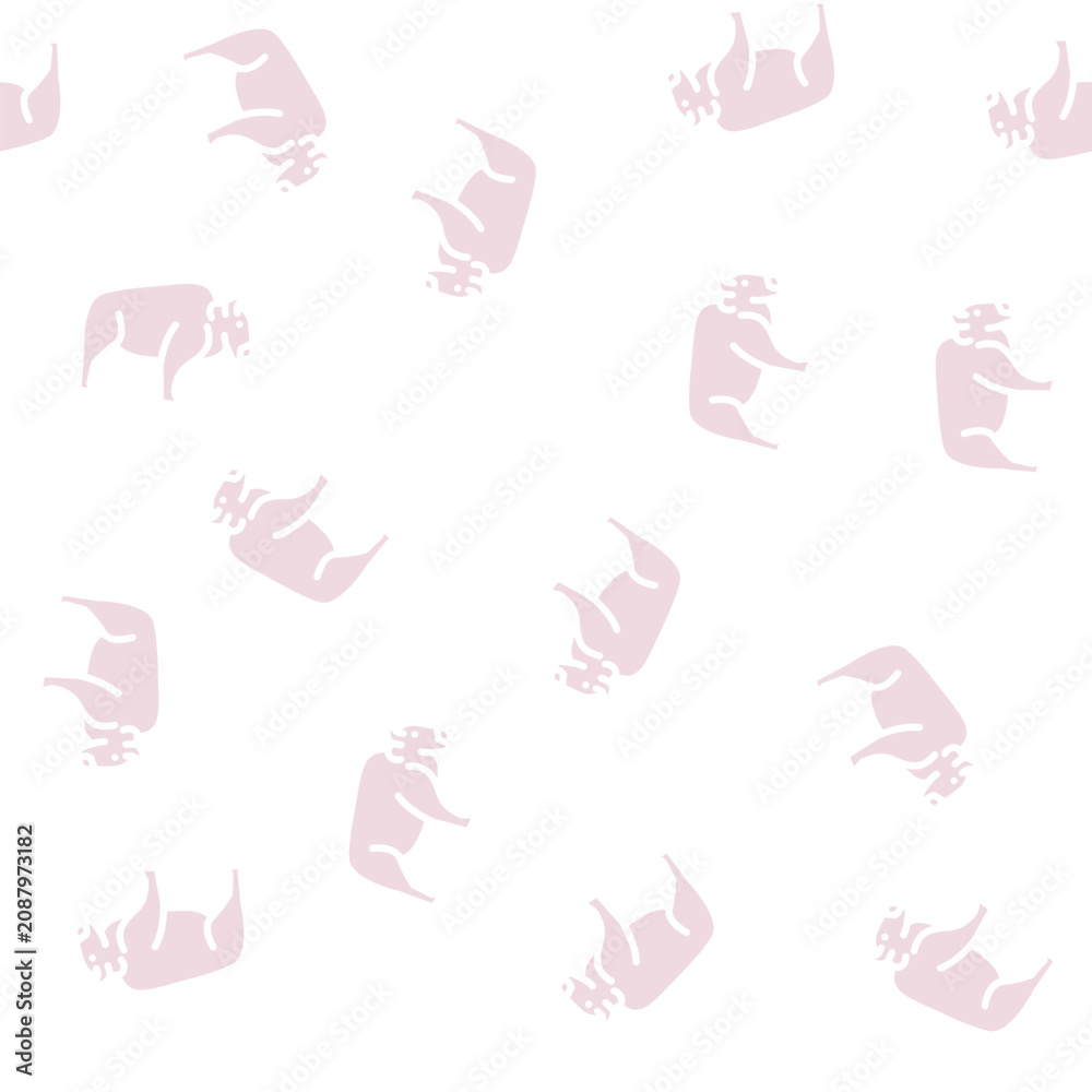 Fototapeta premium buffalo wild animal glyph vector seamless pattern. buffalo wild animal signthin illustration