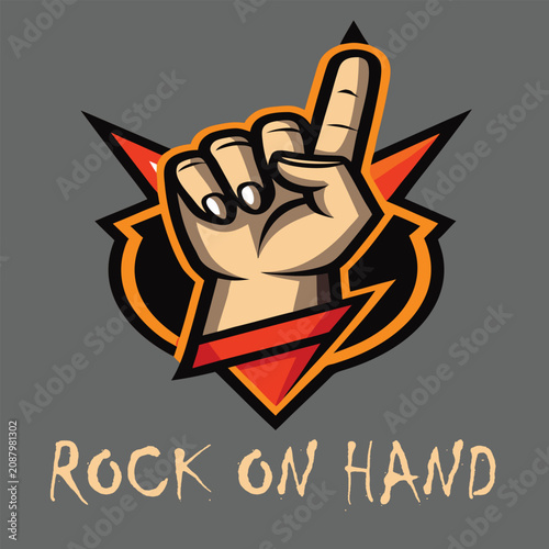 design logo vector icon rock on hand