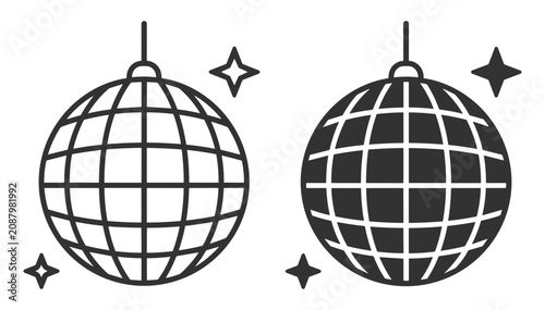 Tableau sur toile disco ball vector icon set isolated on transparent background