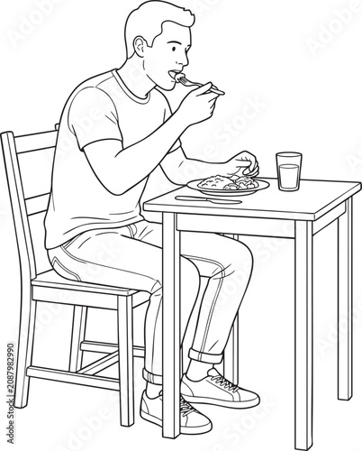 Full_body_male_eating_food,_202606032312 (1) - Isolated white background Adobe Illustrator Artwork