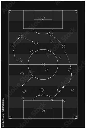 Football Tactical Board on Black Coach Background