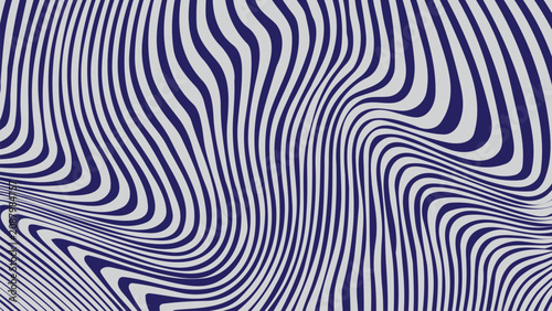 фотографія Blue and white wavy striped pattern with curved lines and swirling shapes in a m