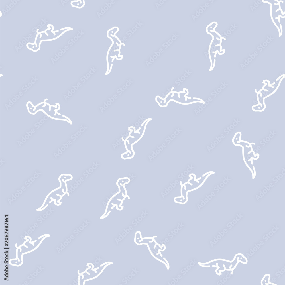 Fototapeta premium velociraptor dinosaur line seamless pattern velociraptor dinosaur thin line illustration