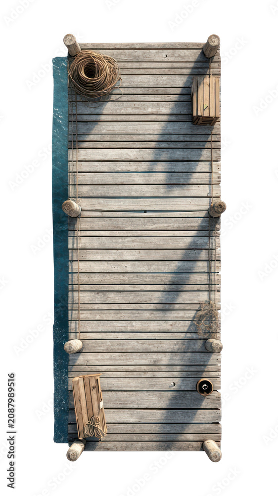 Fototapeta premium PNG Wooden dock with nautical elements.