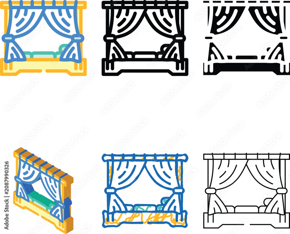 Fototapeta premium canopy bed outdoor furniture color icon vector. canopy bed outdoor furniture sign. isolated symbol stylized illustration