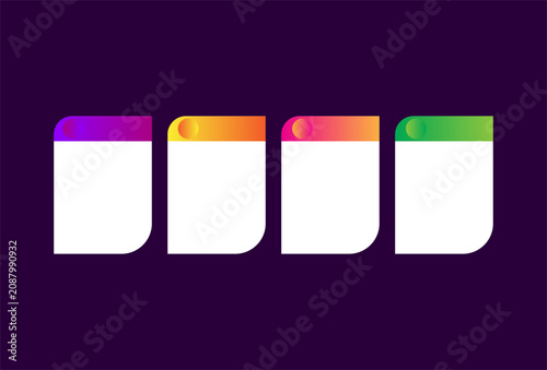 Infographic business promotion design features four colorful gradient rounded white text boxes.