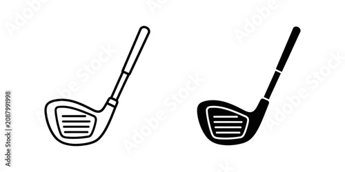 Photos Golf club icon with clean lines and solid fill on white background for sport con