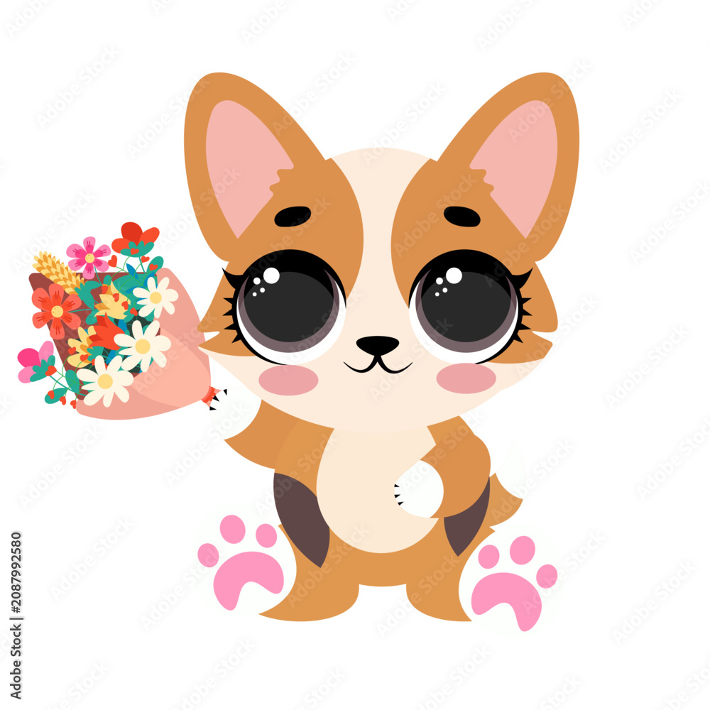 Fototapeta premium Cute corgi puppy character illustration