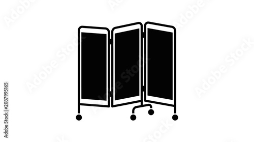 Three panel folding room divider privacy screen icon.