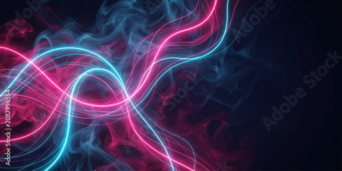 Abstract Colorful Smoke Waves with Red, Blue and Purple Fractal Energy Flow Background Design