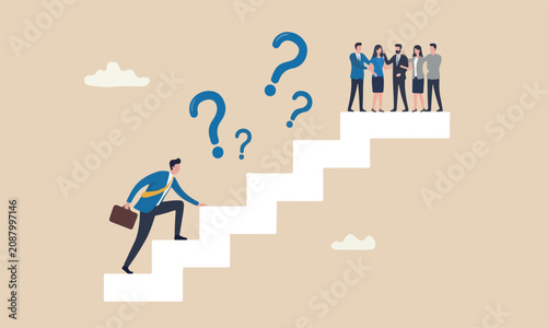 minimal shading meeting teams together for career or adversity concept, businessman trying hard with full effort to climb up big ladder or stairway