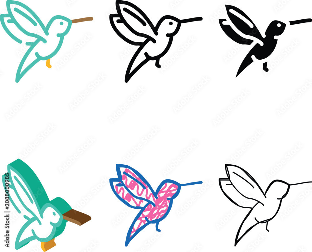 Fototapeta premium colibri little bird color icon vector. colibri little variants bird sign. isolated symbol illustration
